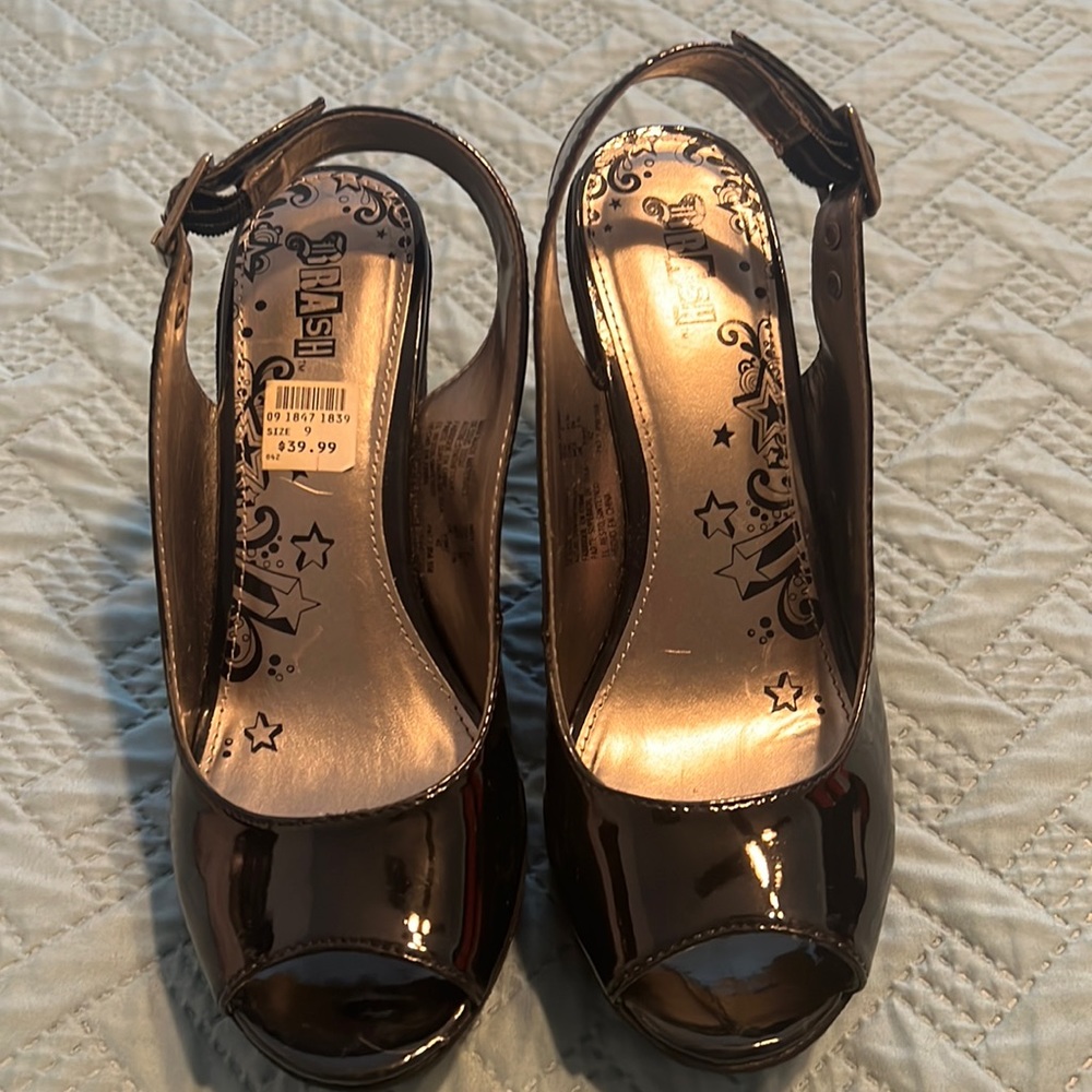 Brash Black Wedge Patton, leather size 9